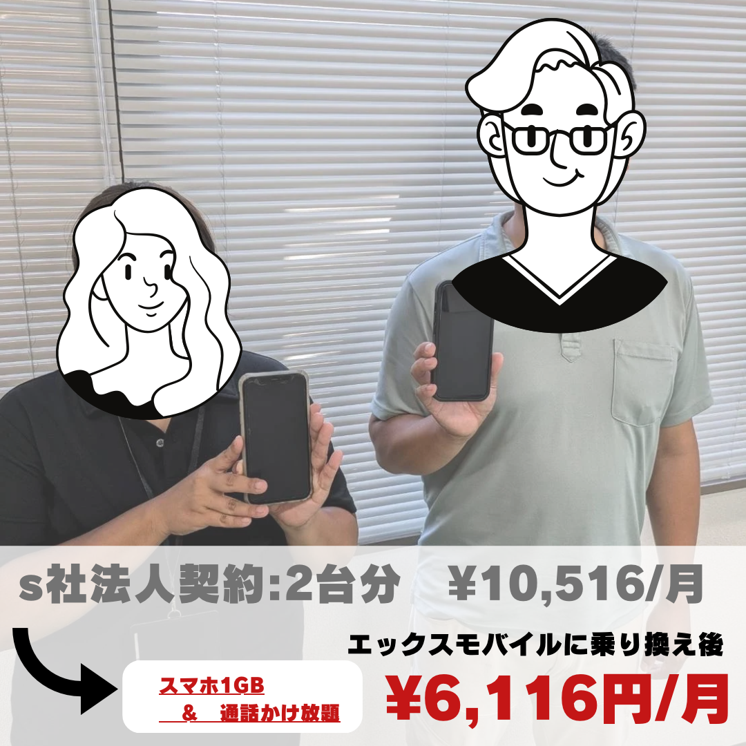 法人携帯2台で年間52,000円も節約に！！